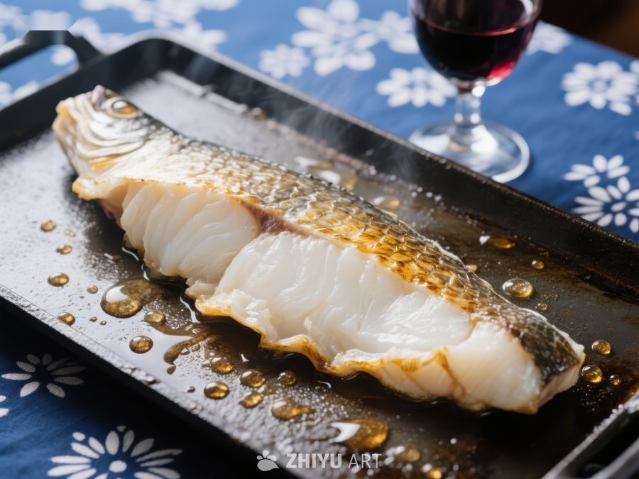 煎制鱼肉配红酒