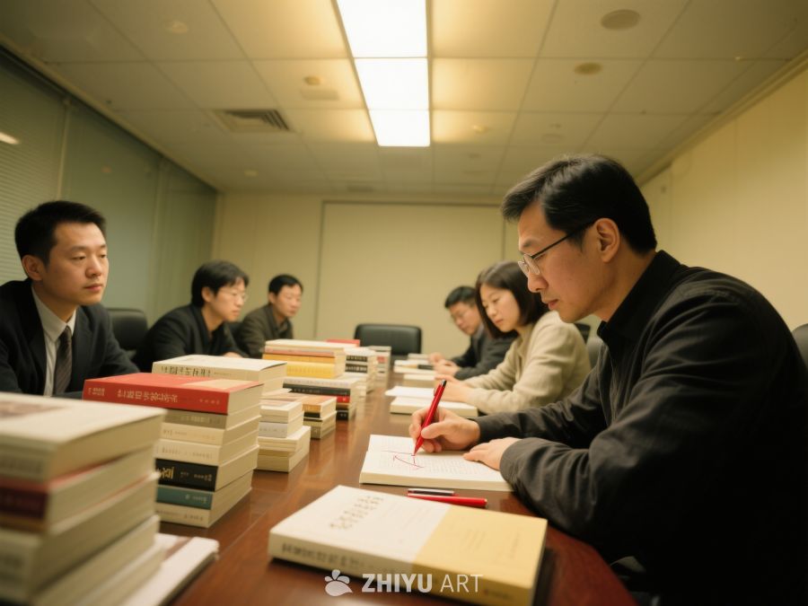会议室中专注阅读与讨论的团队 138