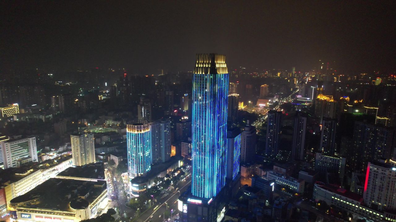 广西南宁城市夜景灯光交通航拍