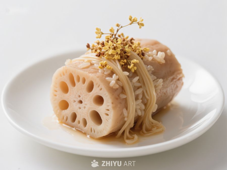 莲藕糯米卷配桂花蜜 485