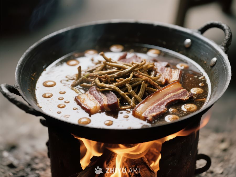 铁锅炖煮，火焰上的美味佳肴 703