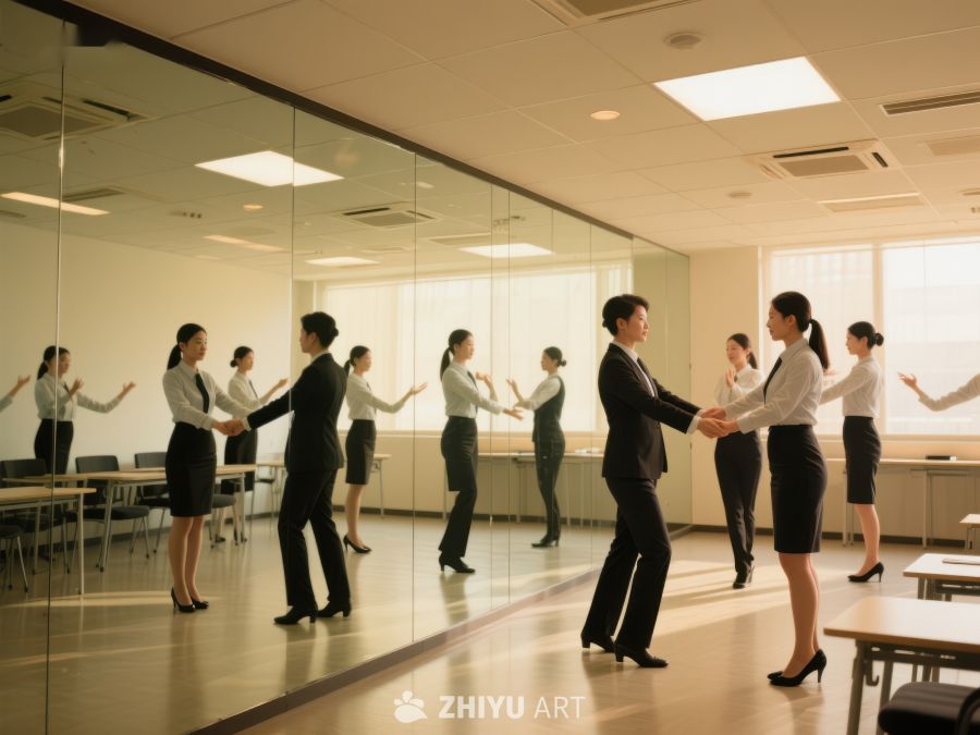 商务人士在会议室进行礼仪训练 326