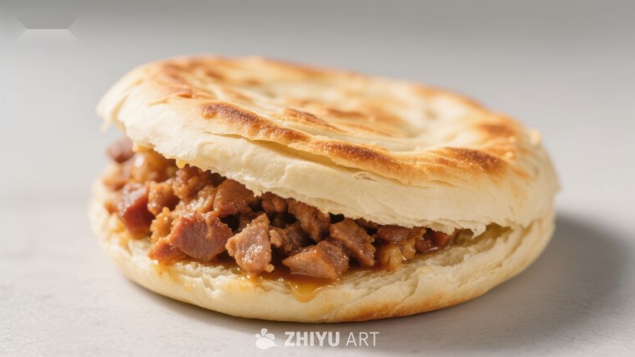 酥脆饼皮夹肉馅的传统美食