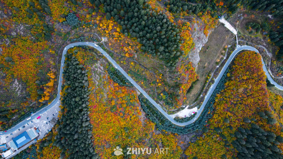 甘肃兰州榆中县兴隆山秋景航拍 16