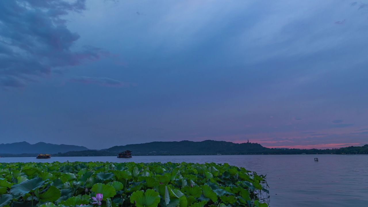 西湖晚霞延时