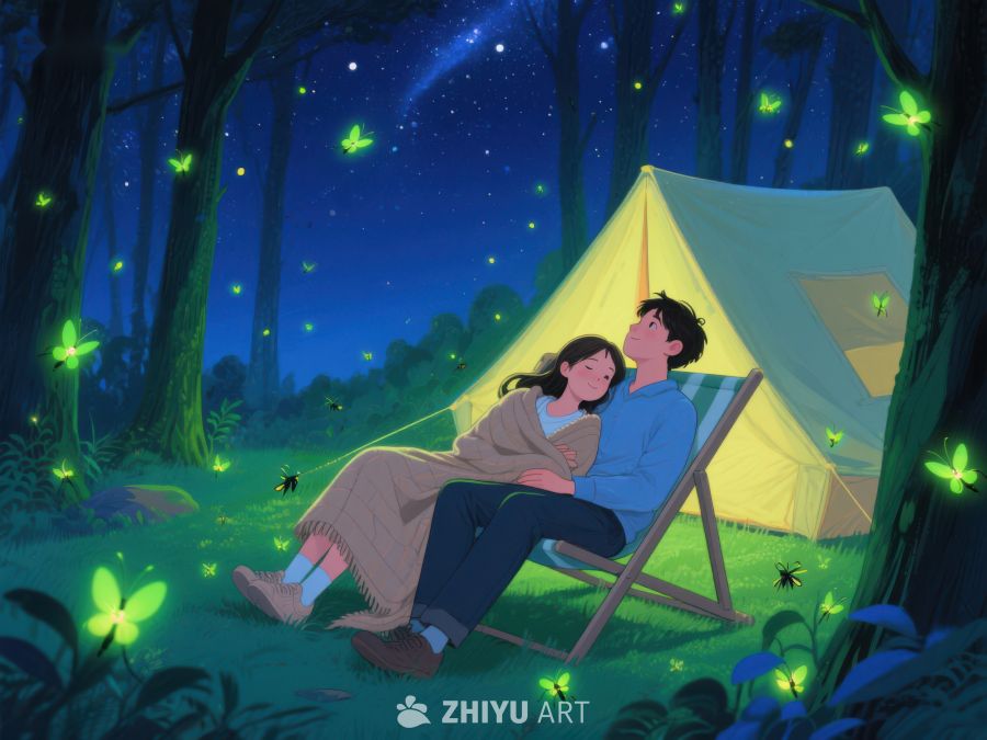 夜空下的温馨露营 962