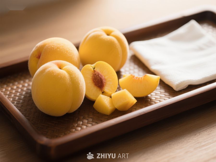 新鲜黄桃摆盘，静谧温馨 578