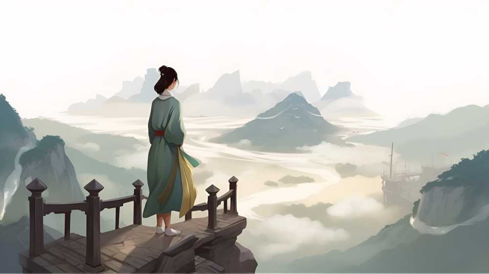 一个人站在高出看见夏季