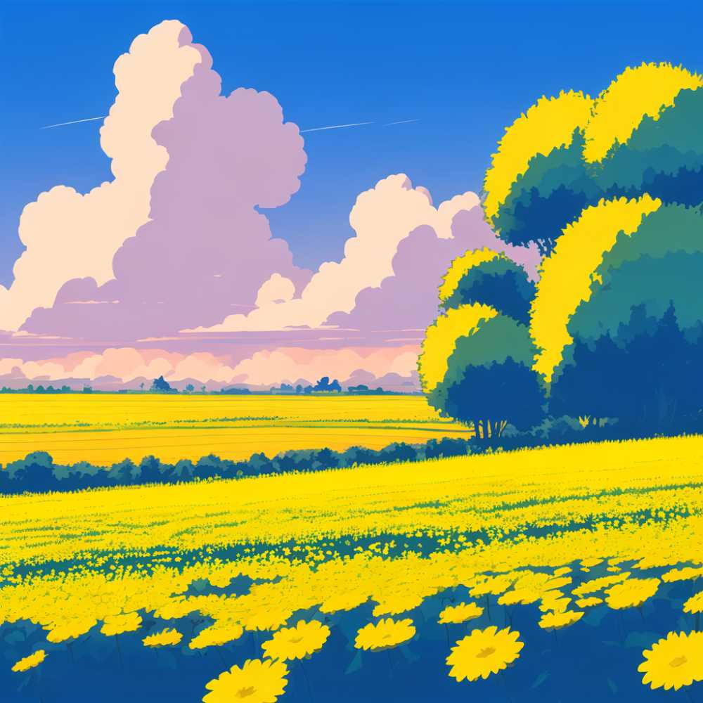 黄色插画风景简约