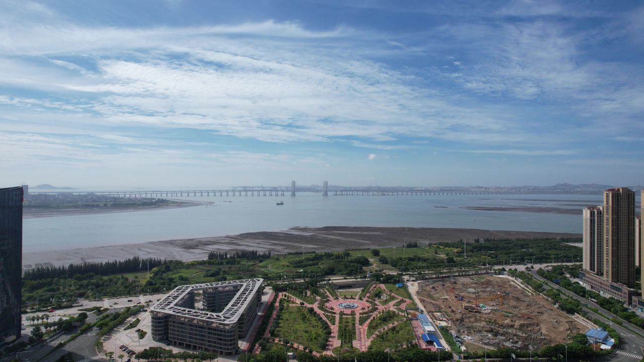 福建泉州泉州湾大海风光航拍