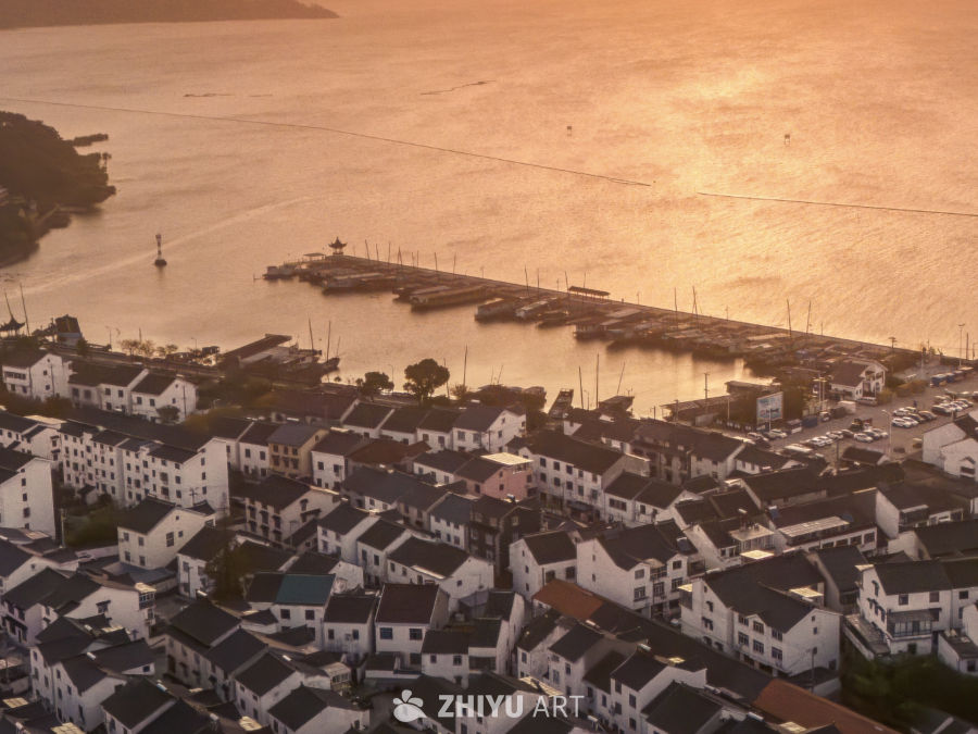 苏州深秋渔港村日出 2