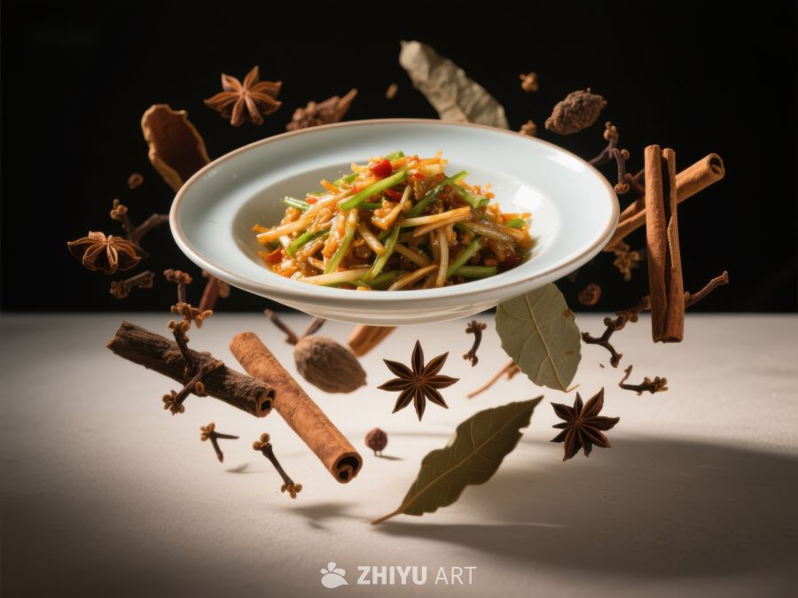 香料环绕的中式炒菜 1664