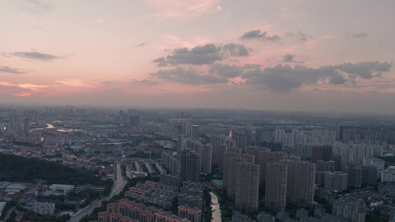 无锡惠山日落晚霞