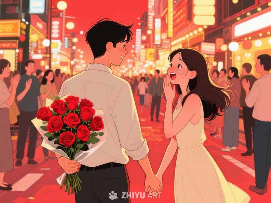 夜市街头的浪漫邂逅 998