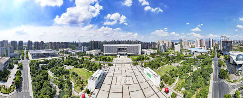  江西吉安城市风光航拍全景图
