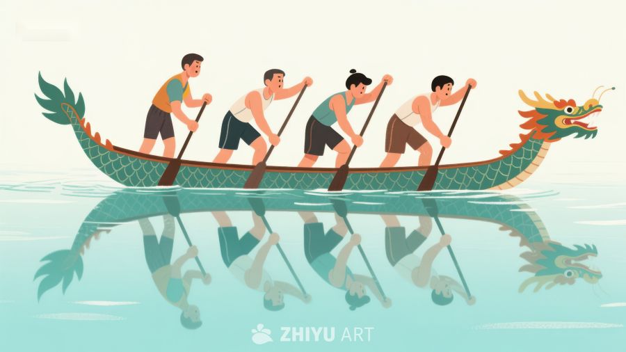 龙舟竞赛：四人划桨齐心协力 327