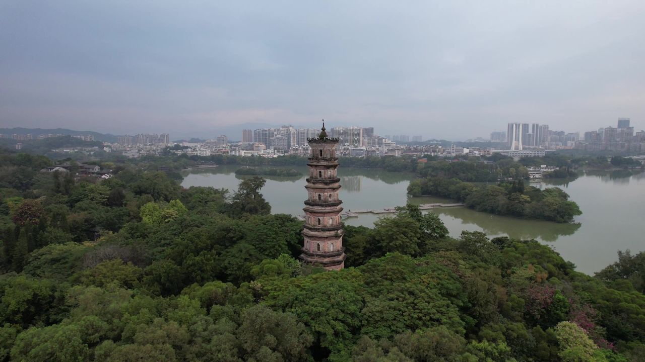 广东惠州西湖泗洲塔航拍