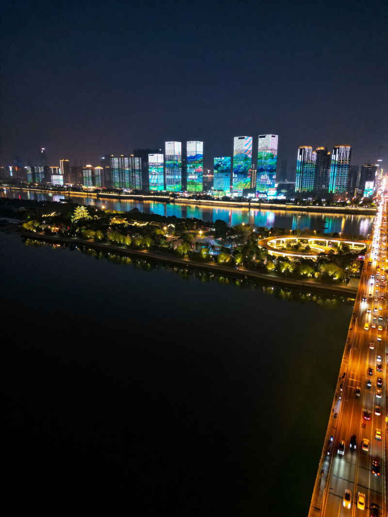 湖南长沙城市建筑高楼交通航拍摄影图