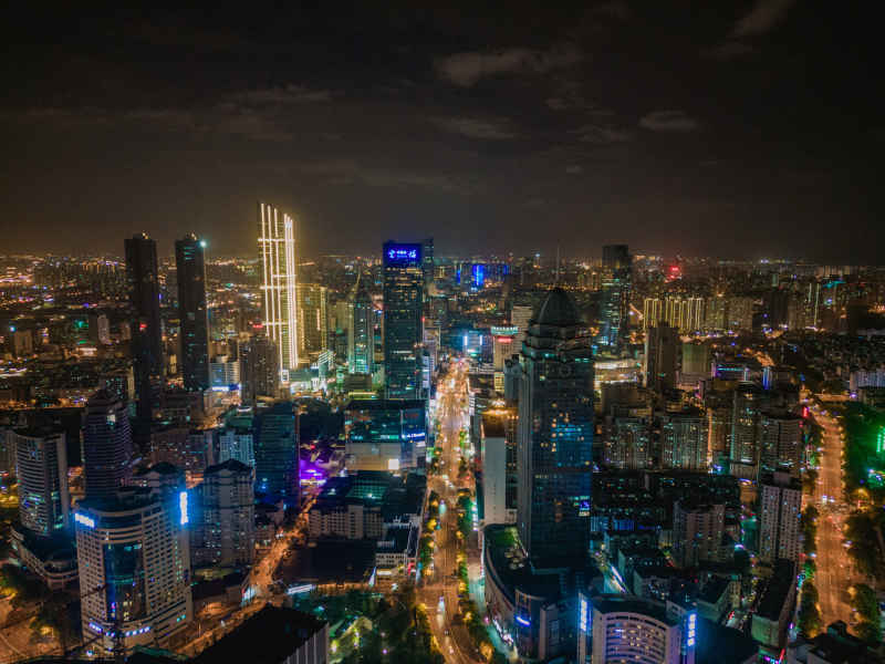 航拍 江苏 无锡 城市 夜景