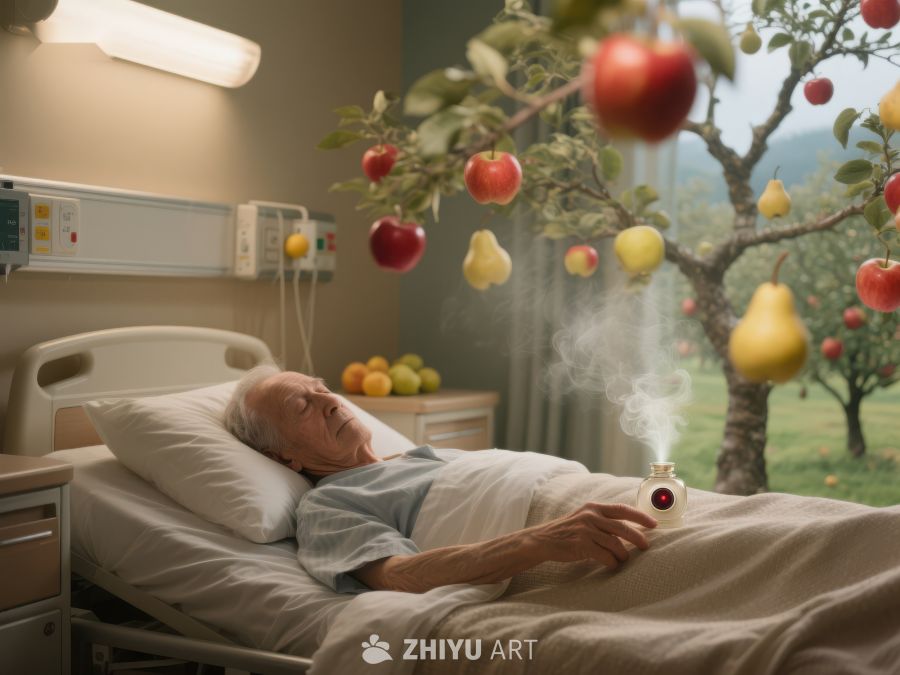 病床上的老人与窗外果树 34