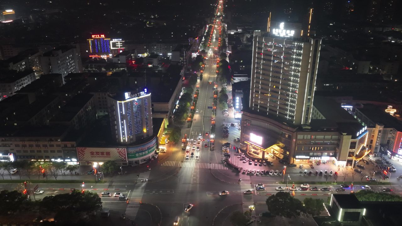 延时4k拍摄城市节假日交通车流风光