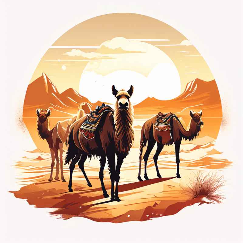 驼队沙漠丝绸之路元素插画 8