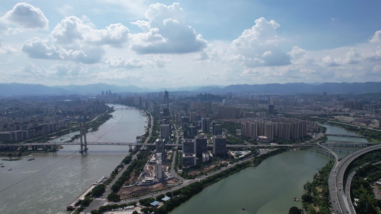 航拍福建福州城市风光