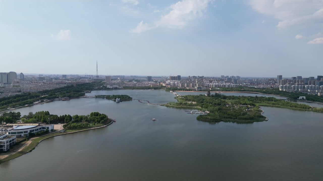  山东东营清风湖公园航拍