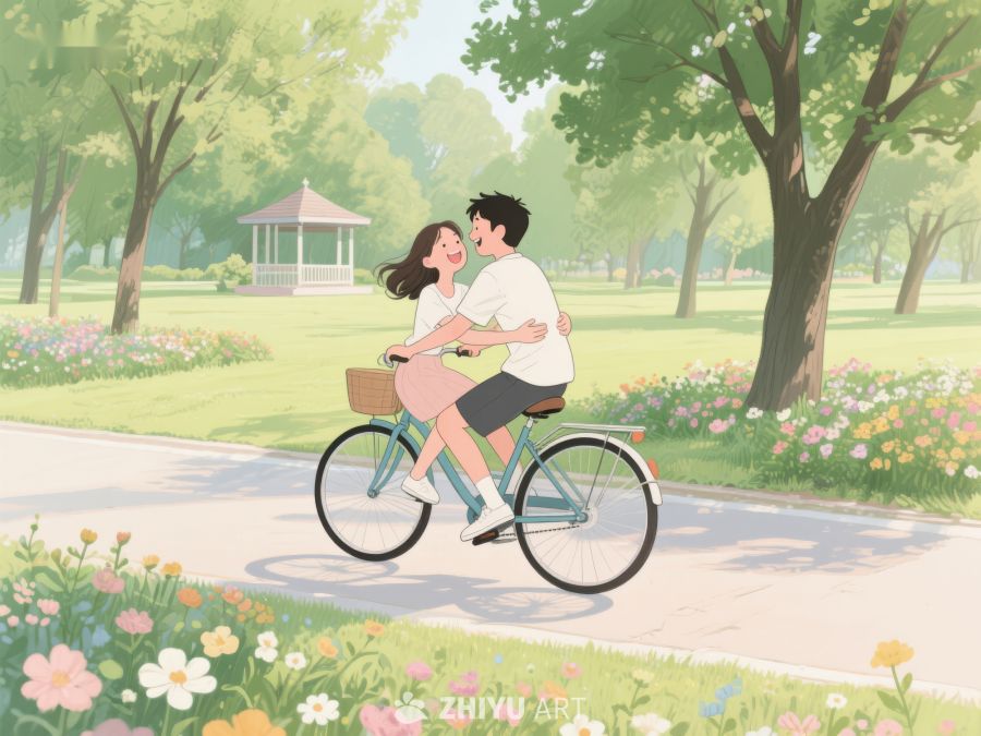 情侣公园骑车共享美好时光 512
