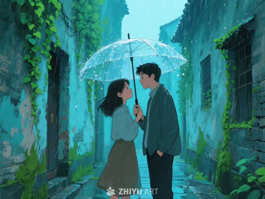 雨巷中的温馨邂逅 1048