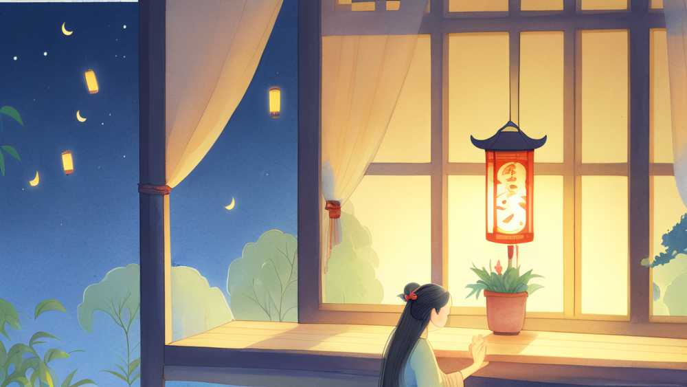 唯美小暑夜晚原创插画海报素材