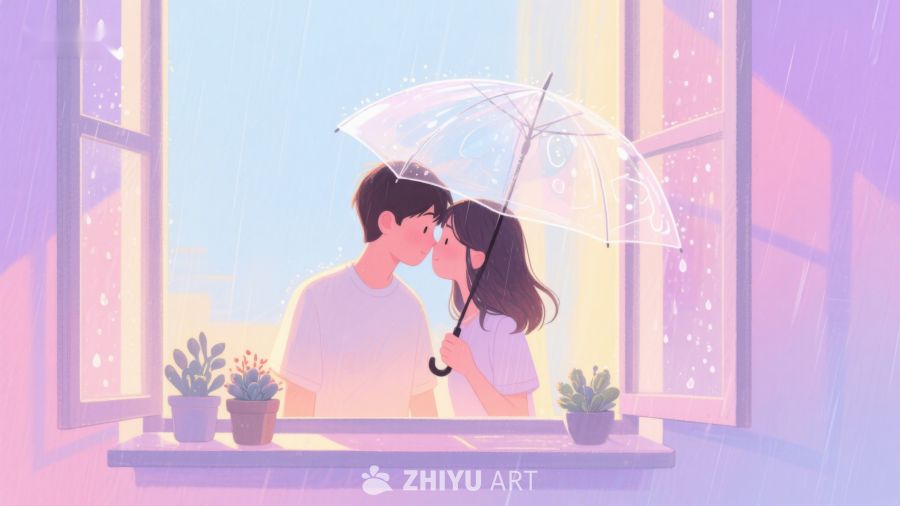 雨中窗前的浪漫瞬间 613