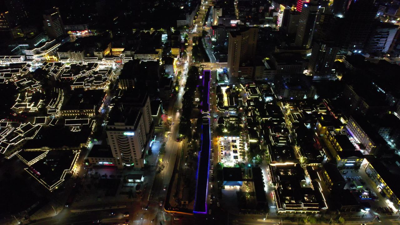 江苏徐州城市夜景灯光城市夜景航拍 