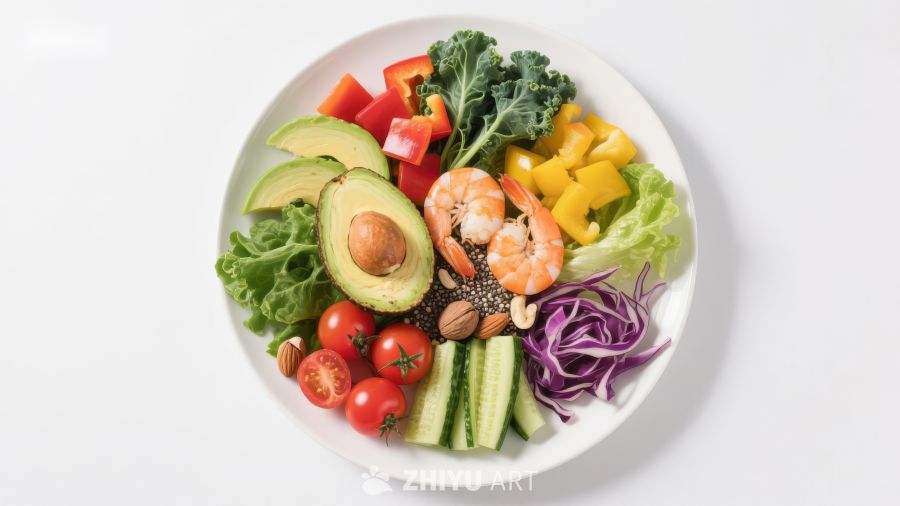 色彩缤纷的健康沙拉盘