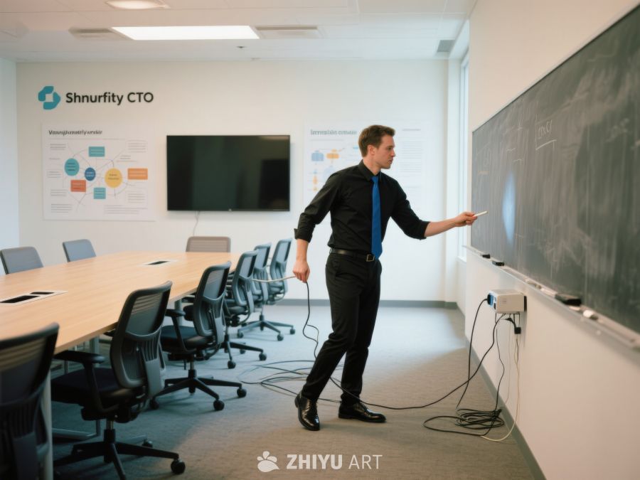 商务人士在会议室讲解黑板内容 347