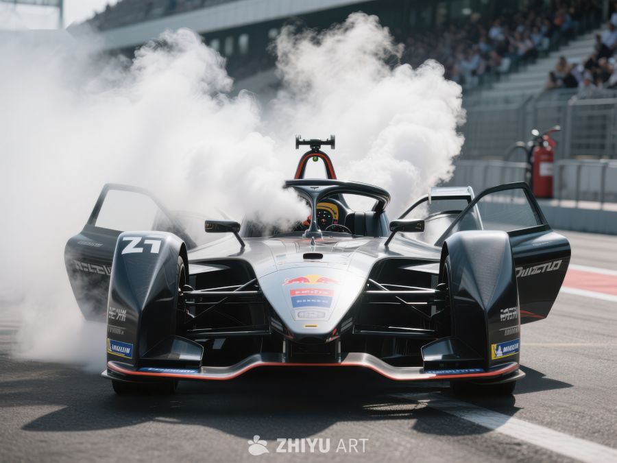 电动赛车赛道上烟雾缭绕 25
