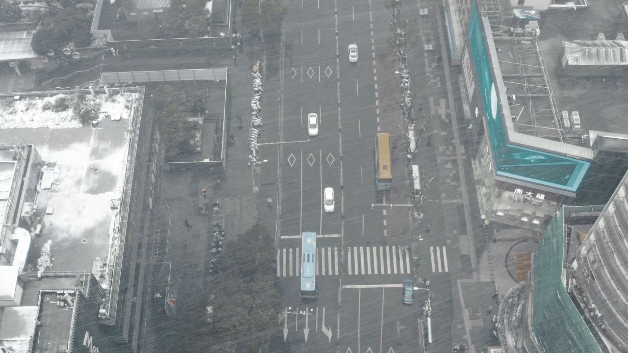 无锡城市雪景航拍