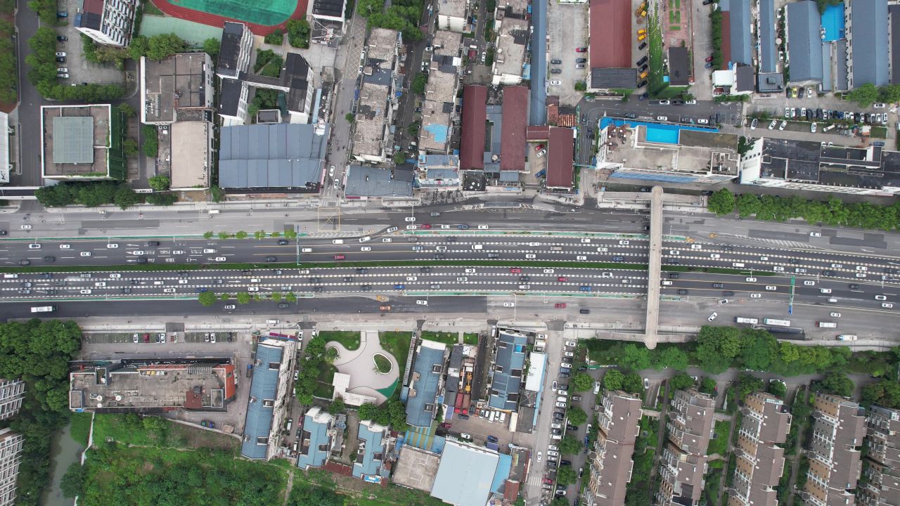 江苏苏州城市交通高架桥航拍