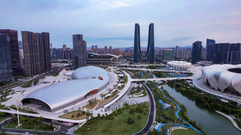 浙江杭州城市风光航拍摄影图 