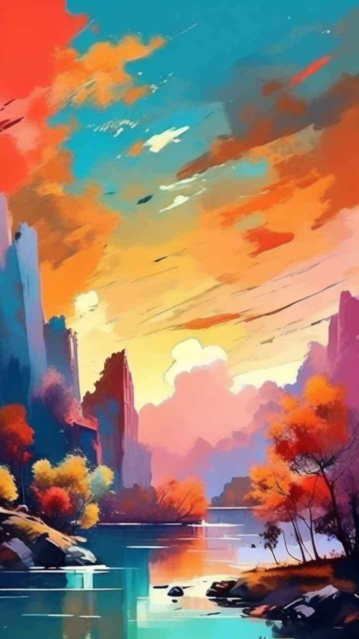 印象派风景色彩丰富的天空 27