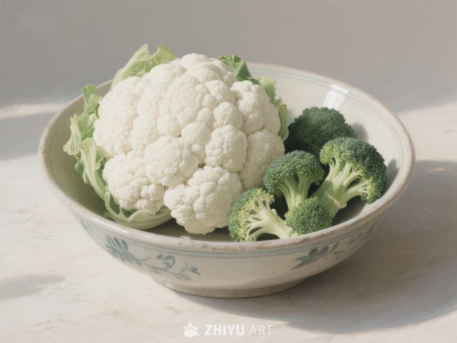 碗中新鲜花椰菜与西兰花 395