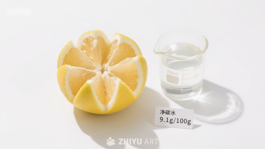 柠檬切片与量杯水的对比展示 243