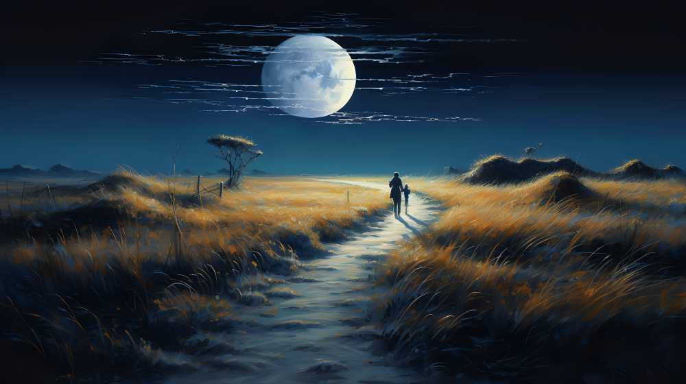 月亮插画夜景