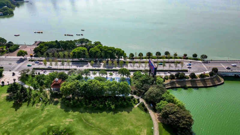 湖北鄂州城市风光航拍摄影图