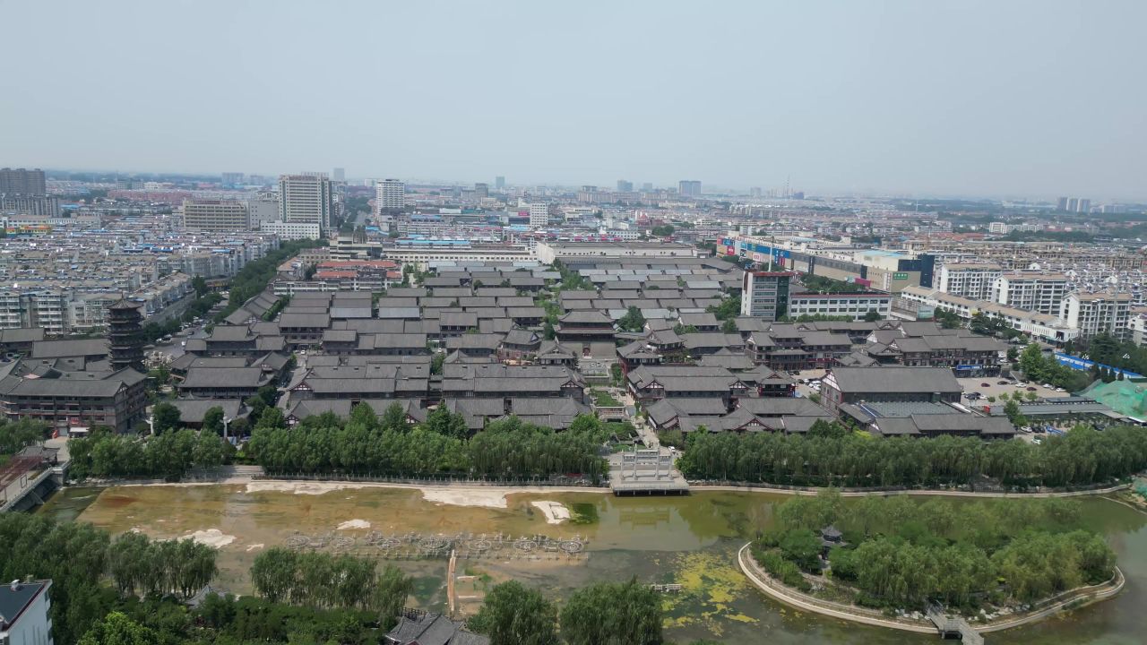 航拍山东潍坊青州古城5A景区 