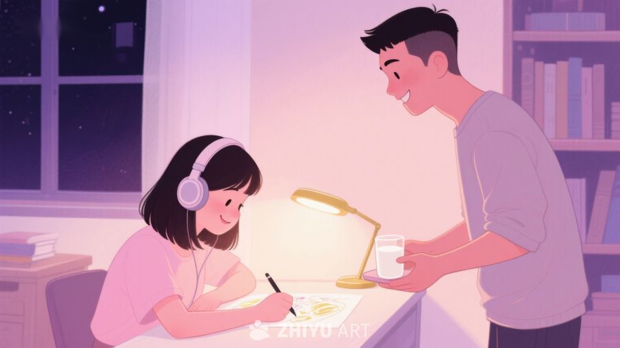 温馨夜晚，父女共度学习时光 482