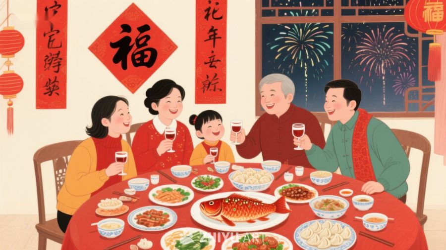 家庭围坐共庆团圆年夜饭 76