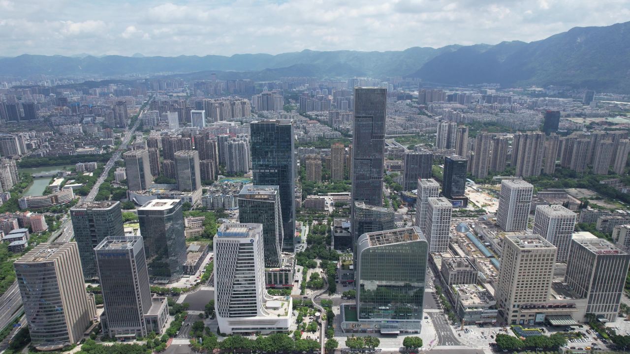福建福州台江万达广场金融街商务建筑航拍 