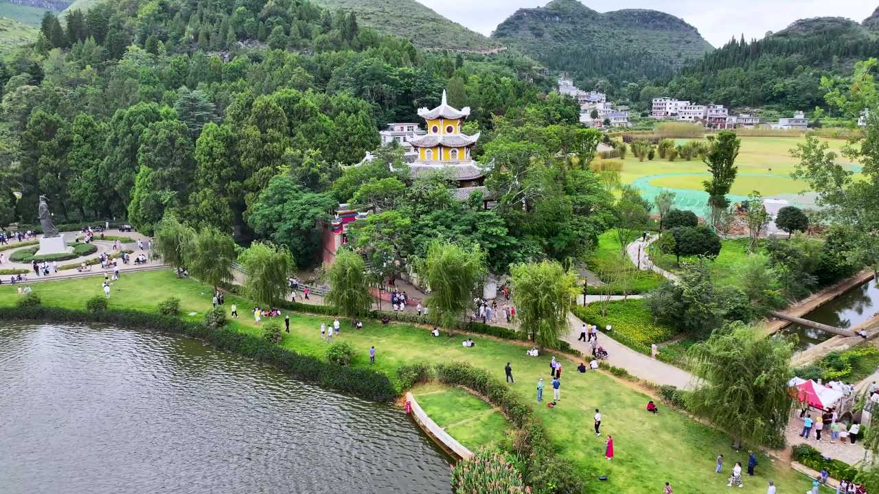 4k航拍贵州人文历史  安龙半山亭