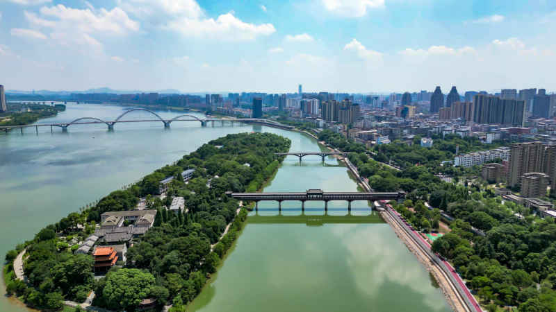 江西吉安城市风光旅游景区航拍图